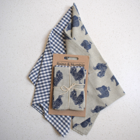 Henrietta Tea Towel Set Blueberry  by Raine & Humble
